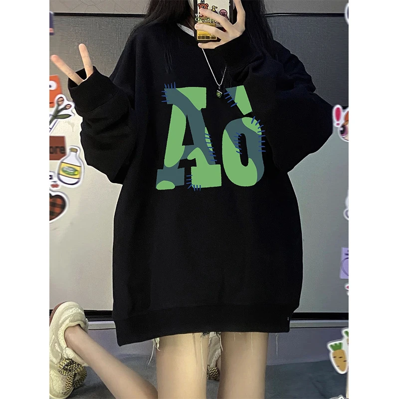 Autumn Women Fleece Letter Printed Pullover Sweatshirt Korean Fashion Long Sleeve Women's Clothing Oversized Black Lady Hoodies
Autumn Women Fleece Letter Printed Pullover Sweatshirt Korean Fashion Long Sleeve Women's Clothing Oversized Black Lady Hoodies