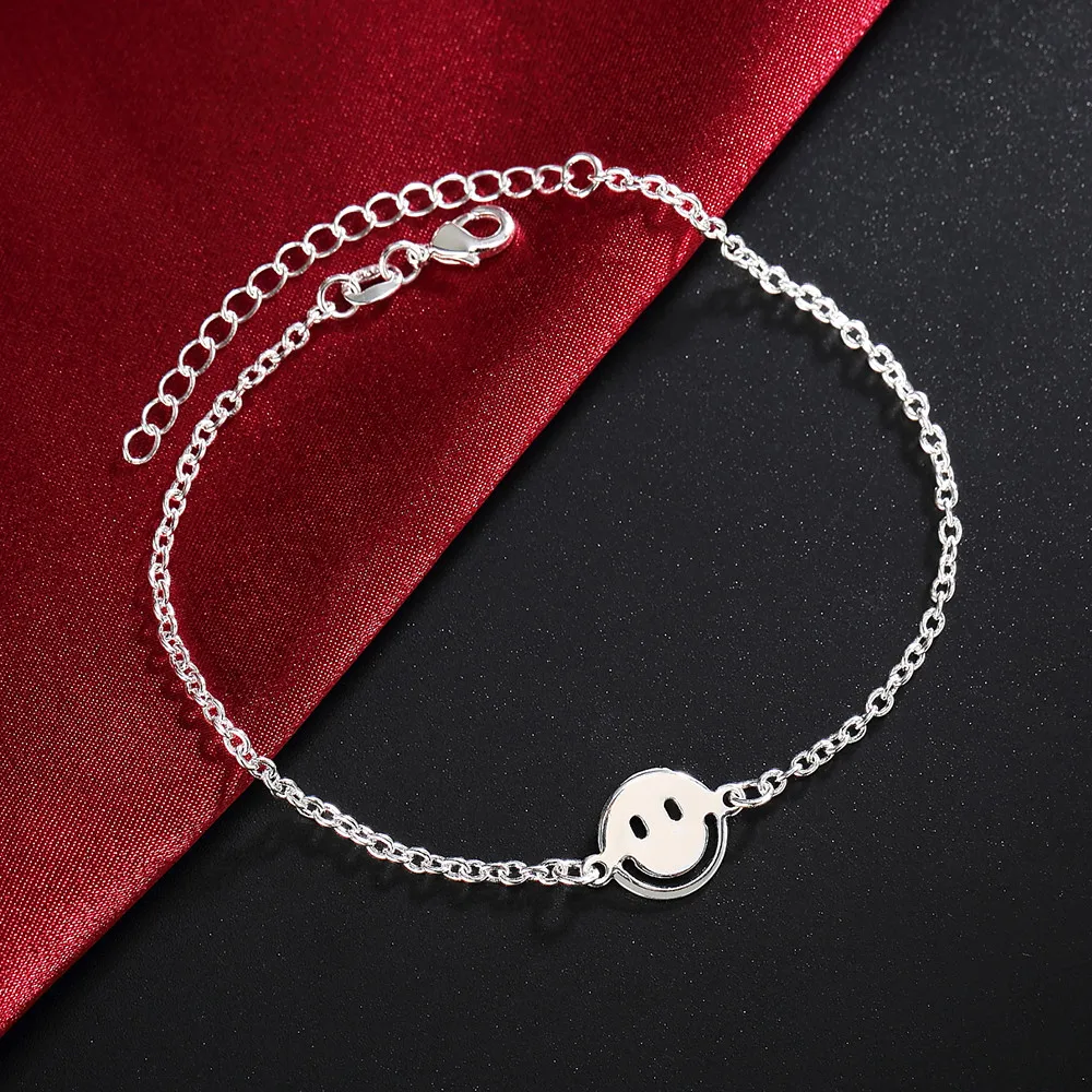 925 Sterling Silver Bracelet 8 Inches Smiley Face Bracelet For Women Charm Wedding Party Gifts Fashion Jewelry Free Shipping
925 Sterling Silver Bracelet 8 Inches Smiley Face Bracelet For Women Charm Wedding Party Gifts Fashion Jewelry Free Shipping
