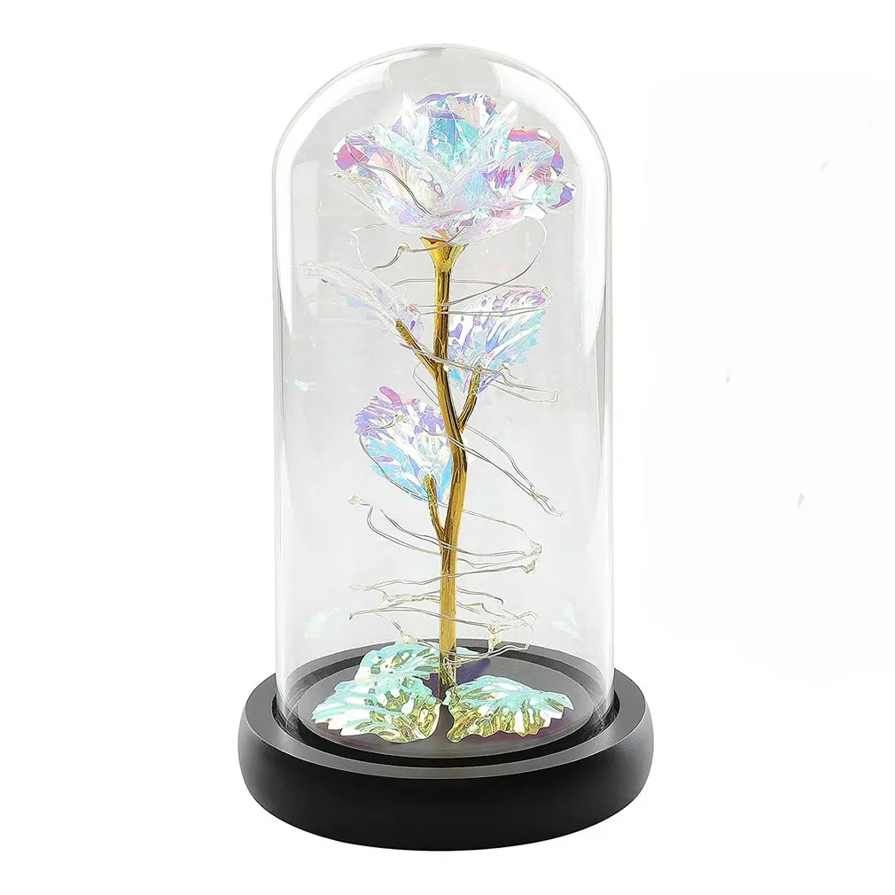 Colorful Artificial Flower Rose Led Light String With Glass Cover Artificial Preserved Flower Ornaments 
Colorful Artificial Flower Rose Led Light String With Glass Cover Artificial Preserved Flower Ornaments