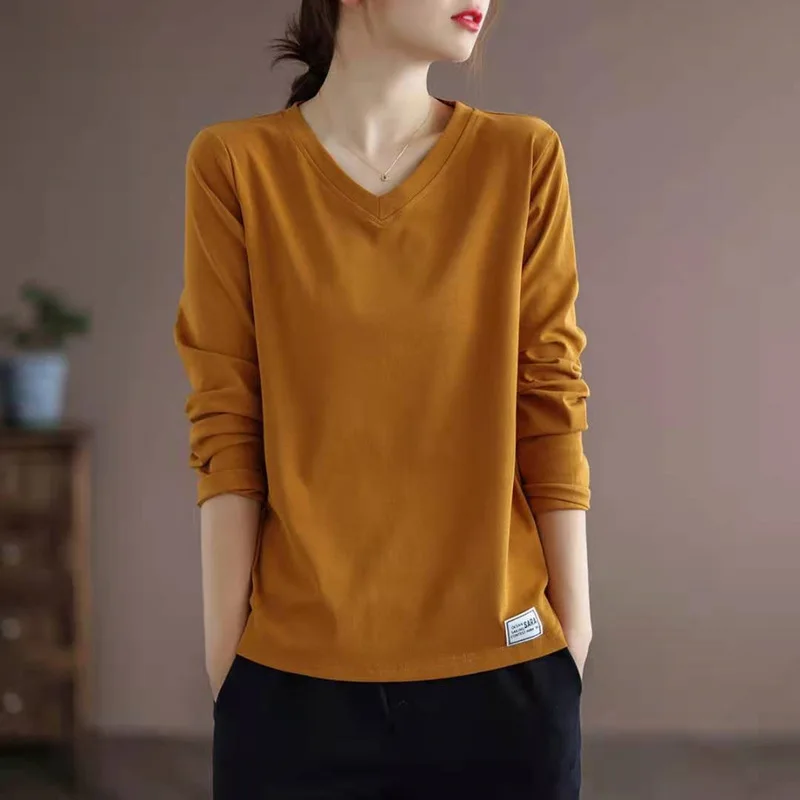 Women Tops 2022 Spring Solid Bottoming Shirts Long Sleeve V-Neck T-shirts For Female Clothes Oversized Tees Clothes New Arrival
Women Tops 2022 Spring Solid Bottoming Shirts Long Sleeve V-Neck T-shirts For Female Clothes Oversized Tees Clothes New Arrival