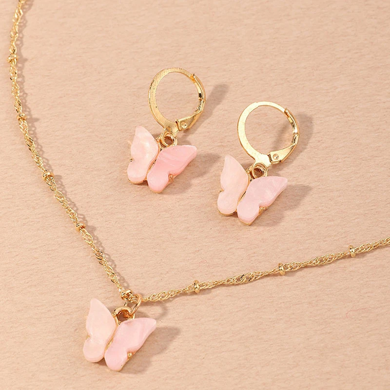 Butterfly Earrings Pendant Necklaces Combination Set Japan and South Korea Sweet Style Alloy Chain Butterfly Jewelry Set
Butterfly Earrings Pendant Necklaces Combination Set Japan and South Korea Sweet Style Alloy Chain Butterfly Jewelry Set
