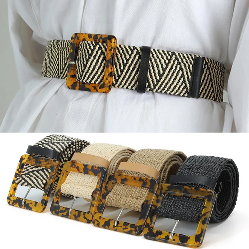 Fashion Casual Straw Belt Women Braided Waist Belts Elegant Elastic Wood Buckle Dress Waistband Popular Dress Shirt Accessories
Fashion Casual Straw Belt Women Braided Waist Belts Elegant Elastic Wood Buckle Dress Waistband Popular Dress Shirt Accessories