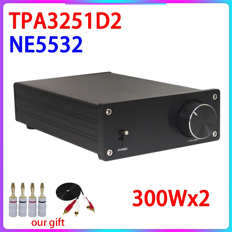 

TPA3251 Power Amplifier 300Wx2 Class D Stereo 2.0 Digital Audio Amp NE5532 OP AMP HiFi Sound Amplifier Home Speaker Amplificador