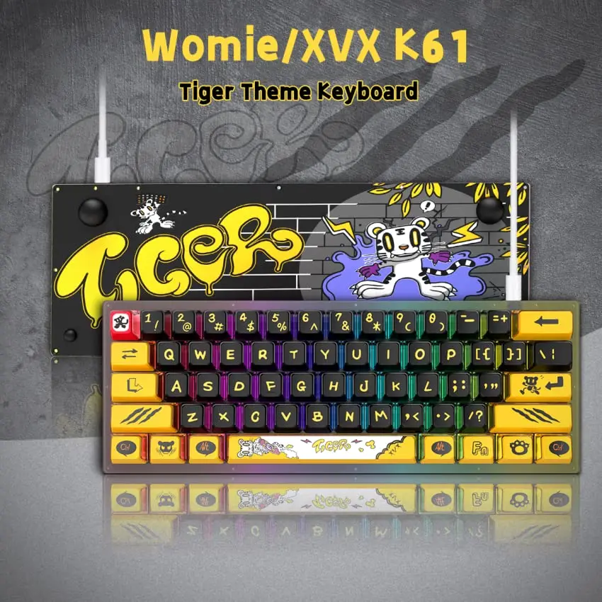womier 61 Keys Mechanical Keyboard Hot Swappable Keyboard with Tiger Cabin Keycap Compact 60% RGB Custom Gaming Keyboard for PC
womier 61 Keys Mechanical Keyboard Hot Swappable Keyboard with Tiger Cabin Keycap Compact 60% RGB Custom Gaming Keyboard for PC