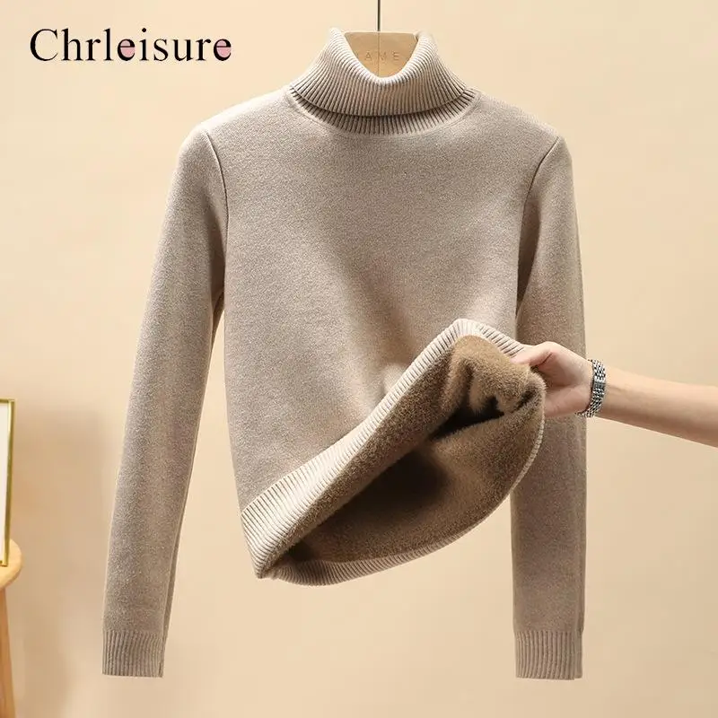 Женский теплый пуловер CHRLEISURE, теплый однотонный вязаный пуловер с флисовой подкладкой, на зиму
Женский теплый пуловер CHRLEISURE, теплый однотонный вязаный пуловер с флисовой подкладкой, на зиму