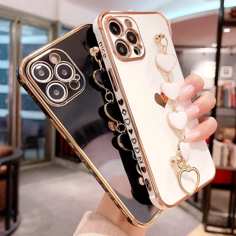 Original For iPhone 11 12 13 Pro Max XS X XR 7 8 Plus Mini SE 2020 Electroplated Bumper Back Cover Bracelet Love Heart Phone Ca
Original For iPhone 11 12 13 Pro Max XS X XR 7 8 Plus Mini SE 2020 Electroplated Bumper Back Cover Bracelet Love Heart Phone Ca