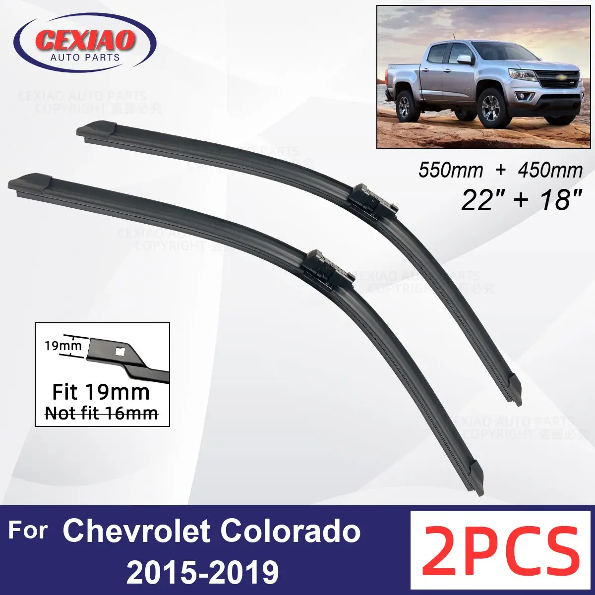 

Car Wiper For Chevrolet Colorado 2015-2019 Front Wiper Blades Soft Rubber Windscreen Wipers Auto Windshield 22" 18" 550mm 450mm
