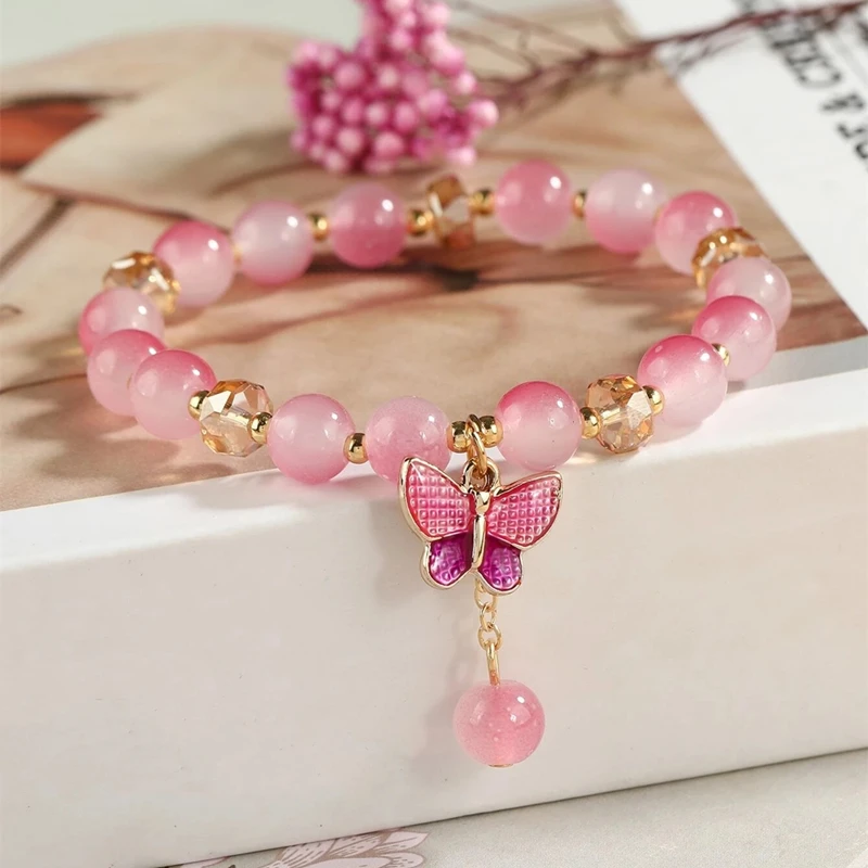 Gradient Color Butterfly Crystal Bracelet for Women Cute Pink Stretch Beaded Chain Friendship Bangles Party Jewelry Accessories
Gradient Color Butterfly Crystal Bracelet for Women Cute Pink Stretch Beaded Chain Friendship Bangles Party Jewelry Accessories