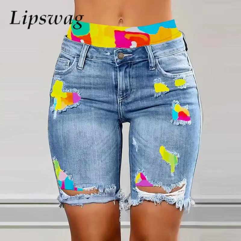 Chic Fake-two-piece Contrast Stitching Hole Shorts Vintage Summer Women Short Jeans Female Fashion Casual High Waist Denim Pants
Chic Fake-two-piece Contrast Stitching Hole Shorts Vintage Summer Women Short Jeans Female Fashion Casual High Waist Denim Pants
