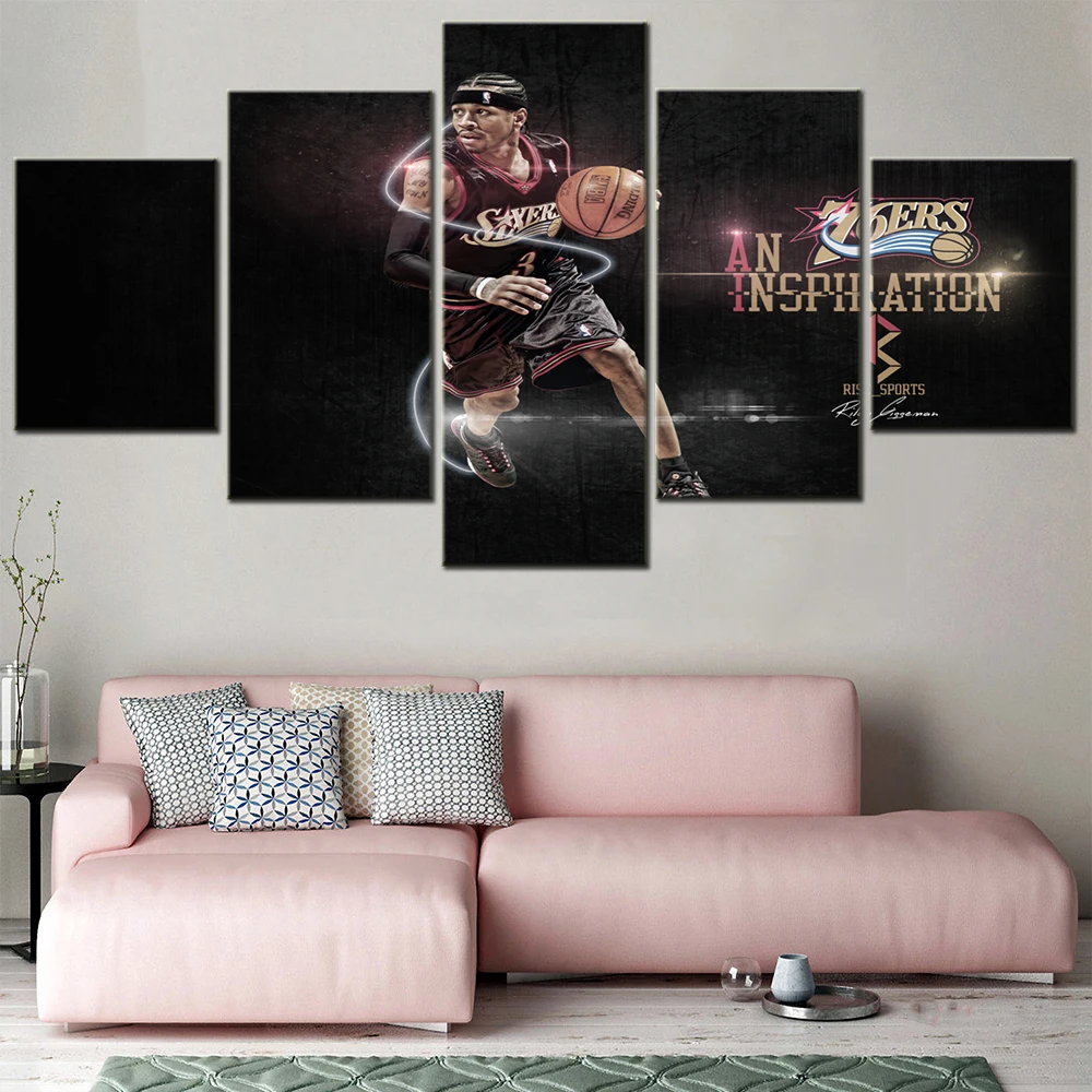 Luxury Living Room Decoration Canvas Painting 5 Panel Famous Basketball Superstar Iverson Modular Picture Wall Art Print Poster
Luxury Living Room Decoration Canvas Painting 5 Panel Famous Basketball Superstar Iverson Modular Picture Wall Art Print Poster