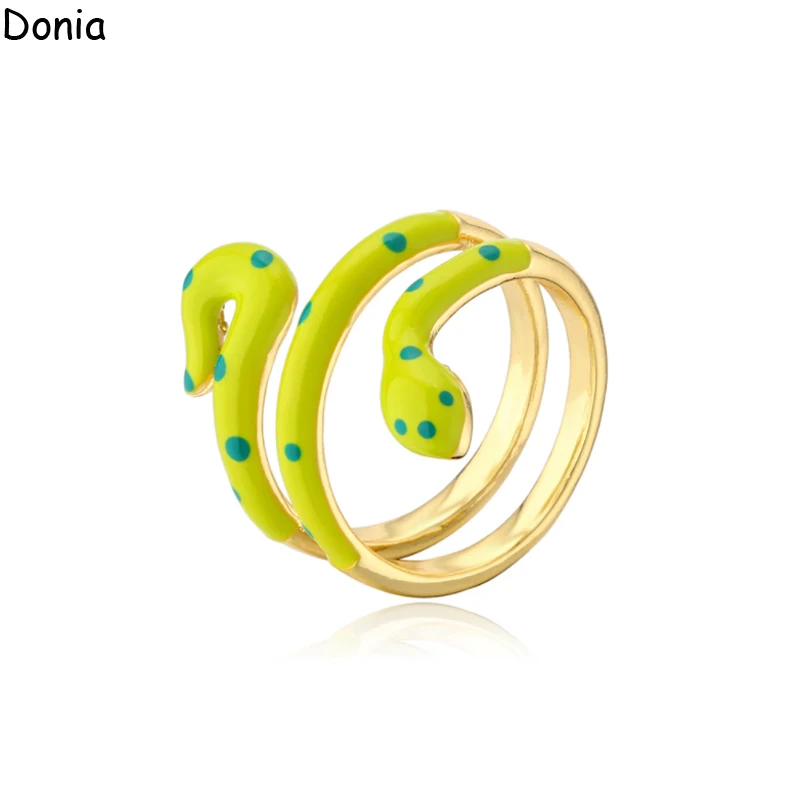 Donia jewelry European and American fashion enamel snake ring copper ring luxury new animal couple ring
Donia jewelry European and American fashion enamel snake ring copper ring luxury new animal couple ring