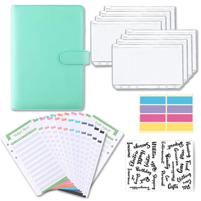 A6 Notebook Budget Binder with PU Leather Cover, 8 Plastic Binder Pockets and 24 Expense Budget Sheets
A6 Notebook Budget Binder with PU Leather Cover, 8 Plastic Binder Pockets and 24 Expense Budget Sheets