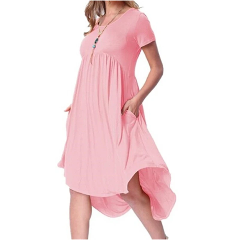 Sweet Women Dress Irregualr Knee-Length Dress Summer Pocket Dresses Women Solid Color Casual Loose Dress Maternity Wear
Sweet Women Dress Irregualr Knee-Length Dress Summer Pocket Dresses Women Solid Color Casual Loose Dress Maternity Wear