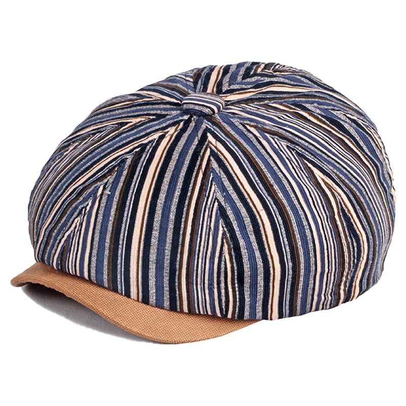 New Fashion Vintage Striped Men's Hats Classic Western Newsboy Cotton Blend Beret Hat Flat Brim Adjustable For Male Spring Beret
New Fashion Vintage Striped Men's Hats Classic Western Newsboy Cotton Blend Beret Hat Flat Brim Adjustable For Male Spring Beret