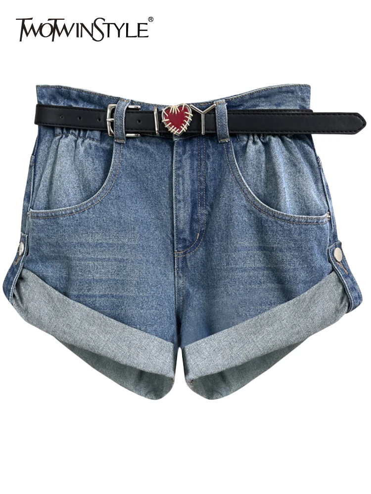 TWOTWINSTYLE Casual Denim Women's Summer Shorts High Waist Loose Patchwork Loose Short Pants With Sashes Female Clothing Fashion
TWOTWINSTYLE Casual Denim Women's Summer Shorts High Waist Loose Patchwork Loose Short Pants With Sashes Female Clothing Fashion