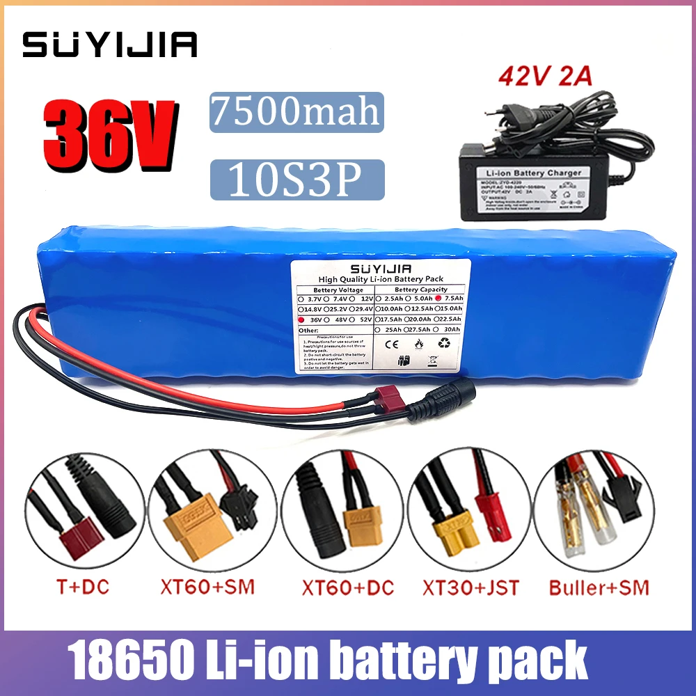 36V 7500mah E-bike Battery Pack with BMS for-xiaomi M365 Electric Scooter Bicycle 18650 Li-ion Batteries Power Supply Portable
36V 7500mah E-bike Battery Pack with BMS for-xiaomi M365 Electric Scooter Bicycle 18650 Li-ion Batteries Power Supply Portable