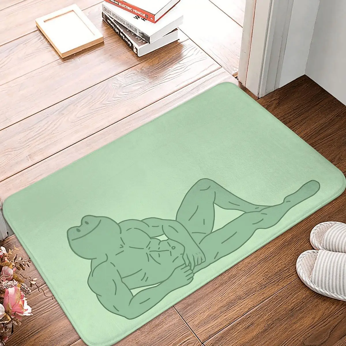 

Frog Pet Lover Bath Non-Slip Carpet Buff Take A Breather Living Room Mat Entrance Door Doormat Floor Decoration Rug