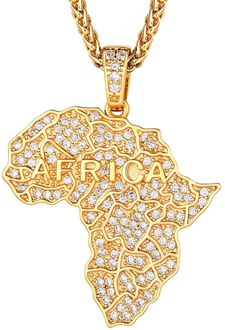 Richsteel Men Women Shiny Cubic Zirconia Africa Map Pendent Necklace with Spiga Chain22''+2''(Extended) 18K Gold/Platinum Plated
Richsteel Men Women Shiny Cubic Zirconia Africa Map Pendent Necklace with Spiga Chain22''+2''(Extended) 18K Gold/Platinum Plated