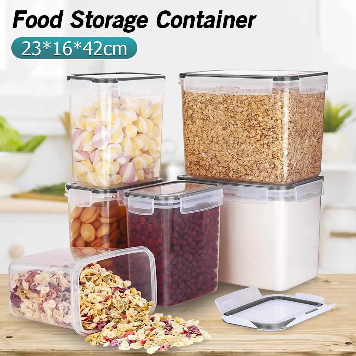 6pcs Plastic Food Storage Container Jar Set with Lid Kitchen Bulk Sealed Cans Refrigerator Multigrain Tank Container for Cereal
6pcs Plastic Food Storage Container Jar Set with Lid Kitchen Bulk Sealed Cans Refrigerator Multigrain Tank Container for Cereal