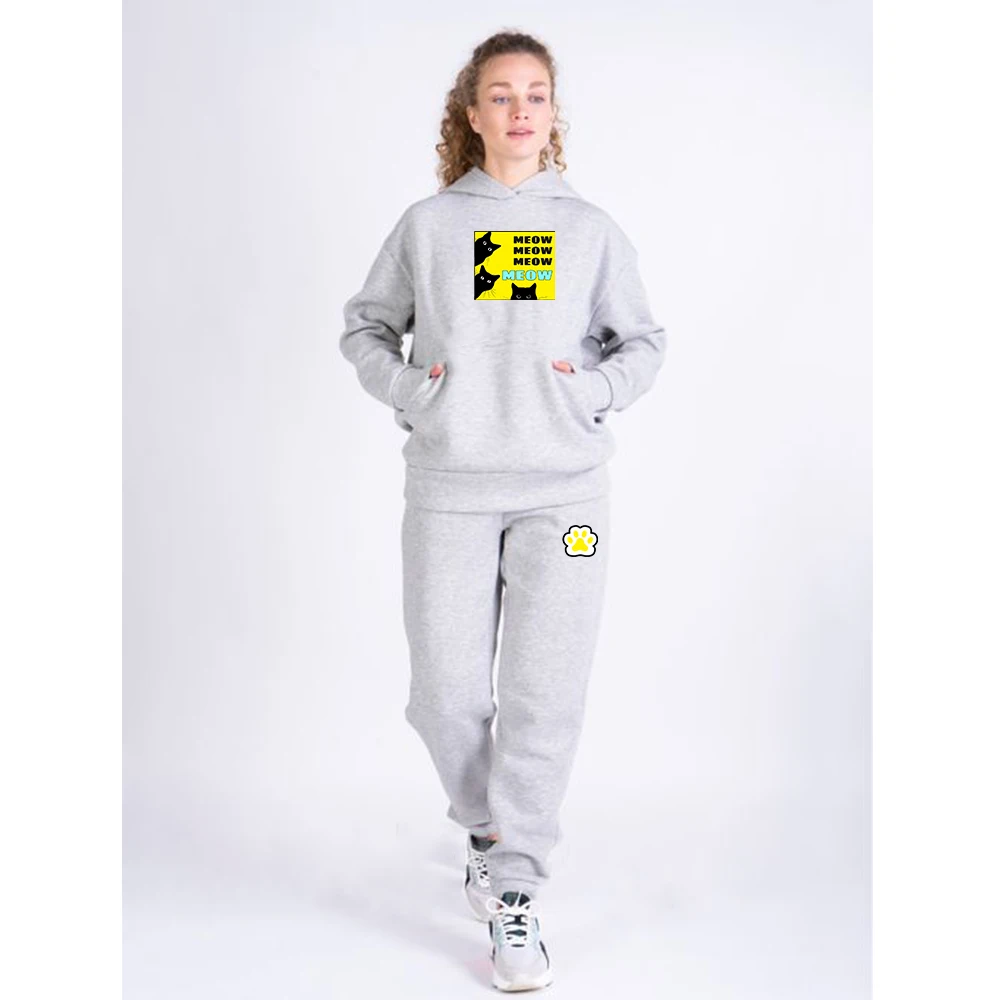 Women's Cat Printed Tracksuit Hoodies+Pants Jogging Female Hooded Men's Clothes Fleece Sports Suit Casual Sweatshirts Pullover
Women's Cat Printed Tracksuit Hoodies+Pants Jogging Female Hooded Men's Clothes Fleece Sports Suit Casual Sweatshirts Pullover