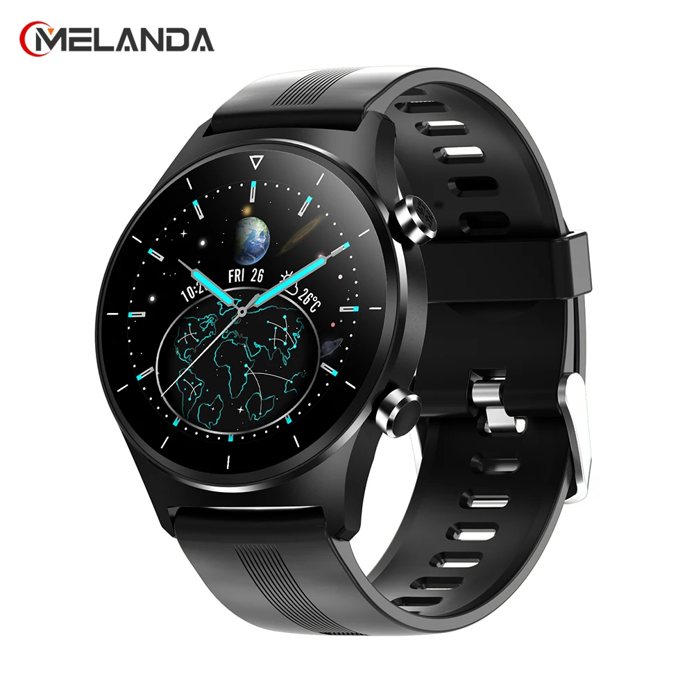 Фото Умные часы MELANDA 2023 для мужчин, IP68 водонепроницаемые, полный сенсорный круглый экран, множество спортивных режимов, измерение пульса, погодный индикатор.