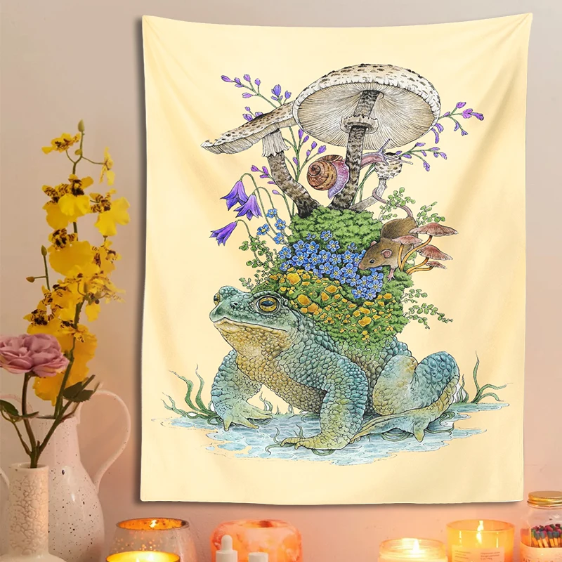 

Mushroom frog Tapestry Wall Hanging toad plant flower Retro Bohemian snail Decoration Home Hippie Mattress Girls Dorm Room Decor