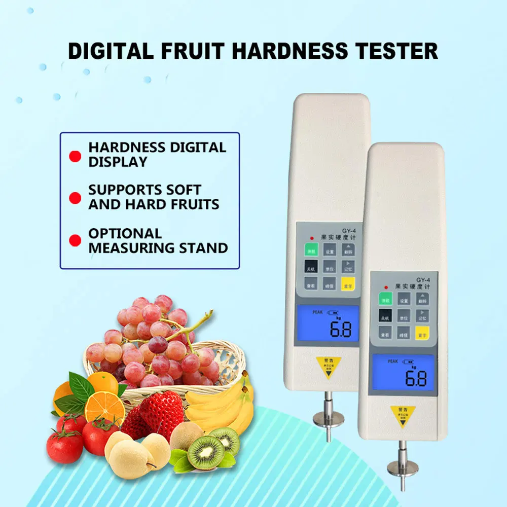 Portable Digital Fruit Hardness Tester GY-4 Penetrometer for Apples Pears Grapes Oranges Fruit Sclerometer Fruit Ripe Test 
Portable Digital Fruit Hardness Tester GY-4 Penetrometer for Apples Pears Grapes Oranges Fruit Sclerometer Fruit Ripe Test