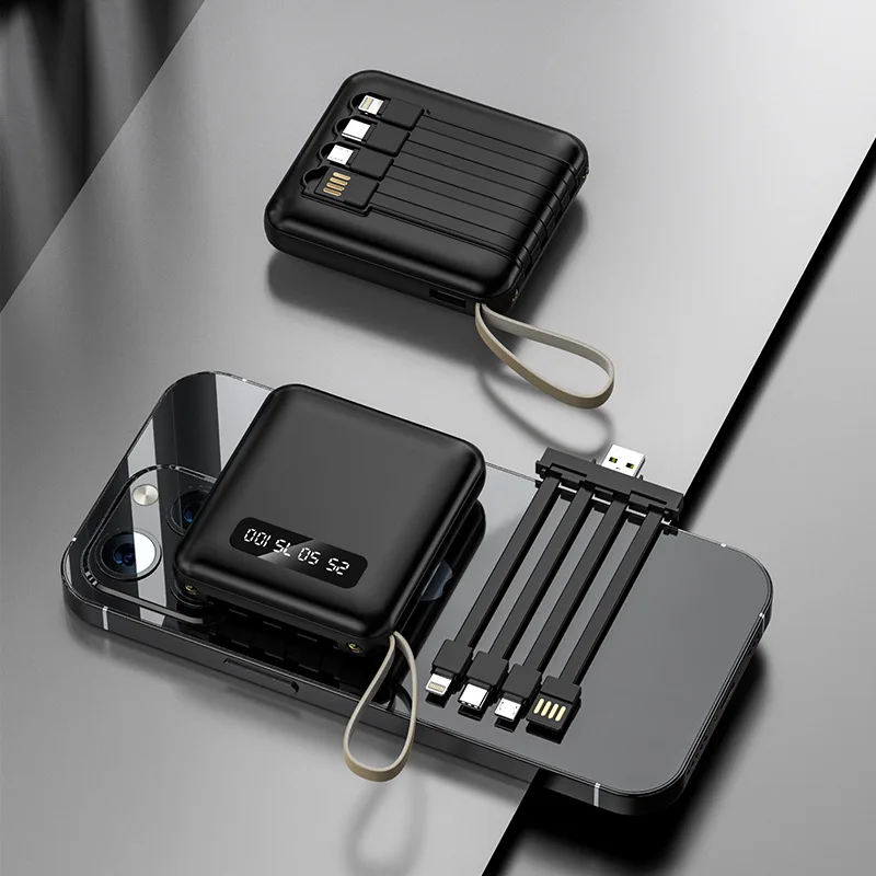 Mini Power Bank 5000/10000/20000mAh with 4 in 1 Charging Cables Digital Display Power Bank Universal Portable External battery
Mini Power Bank 5000/10000/20000mAh with 4 in 1 Charging Cables Digital Display Power Bank Universal Portable External battery
