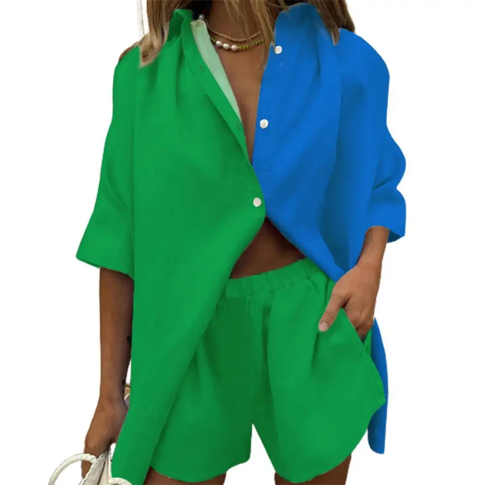 1 Set Women Shirt Shorts Color Block Loose Summer Single-breasted Wide Leg Two Piece Sets Womens Outifits 2022 for Daily Wear
1 Set Women Shirt Shorts Color Block Loose Summer Single-breasted Wide Leg Two Piece Sets Womens Outifits 2022 for Daily Wear