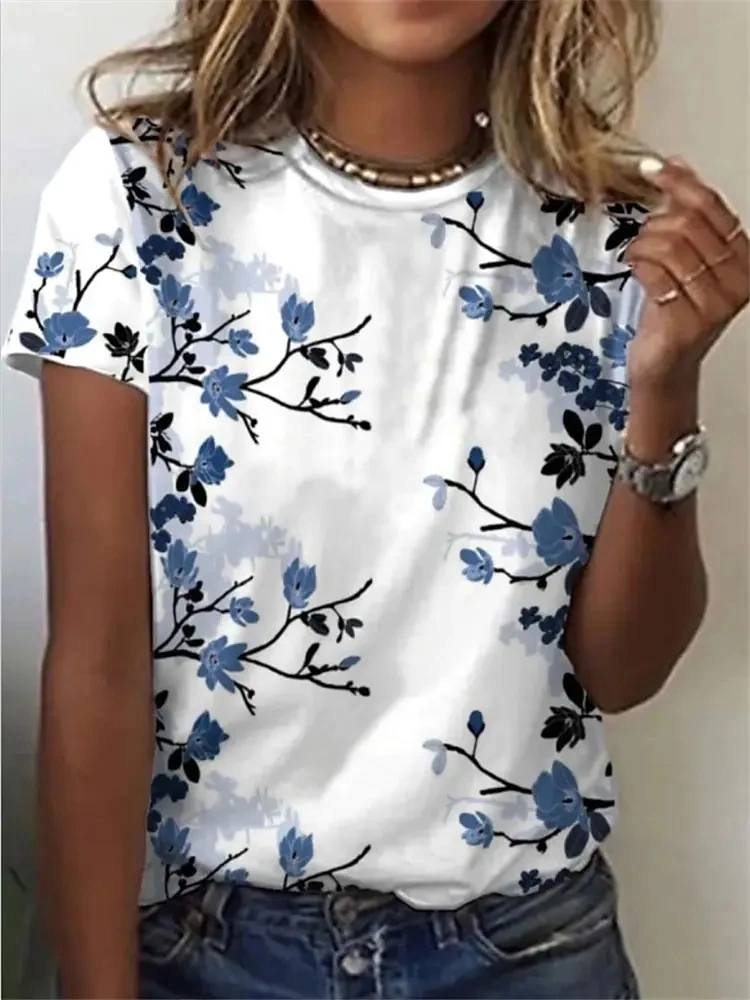 2022 Women's Floral Themed T Shirt Summer New Floral Patchwork Print Crew Neck Basic Top Green Blue Rose Pink/3D Printing
2022 Women's Floral Themed T Shirt Summer New Floral Patchwork Print Crew Neck Basic Top Green Blue Rose Pink/3D Printing