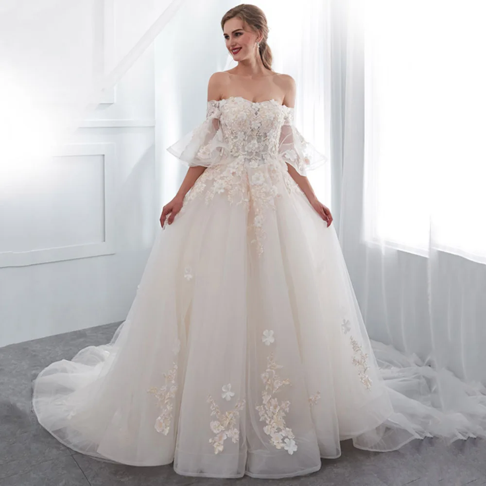 New 2022 Boho Strapless Off The Shoulder Wedding Dresses Lace Up Back Appliques Tulle Sweep Train Bridal Gowns Vestido De Novia
New 2022 Boho Strapless Off The Shoulder Wedding Dresses Lace Up Back Appliques Tulle Sweep Train Bridal Gowns Vestido De Novia