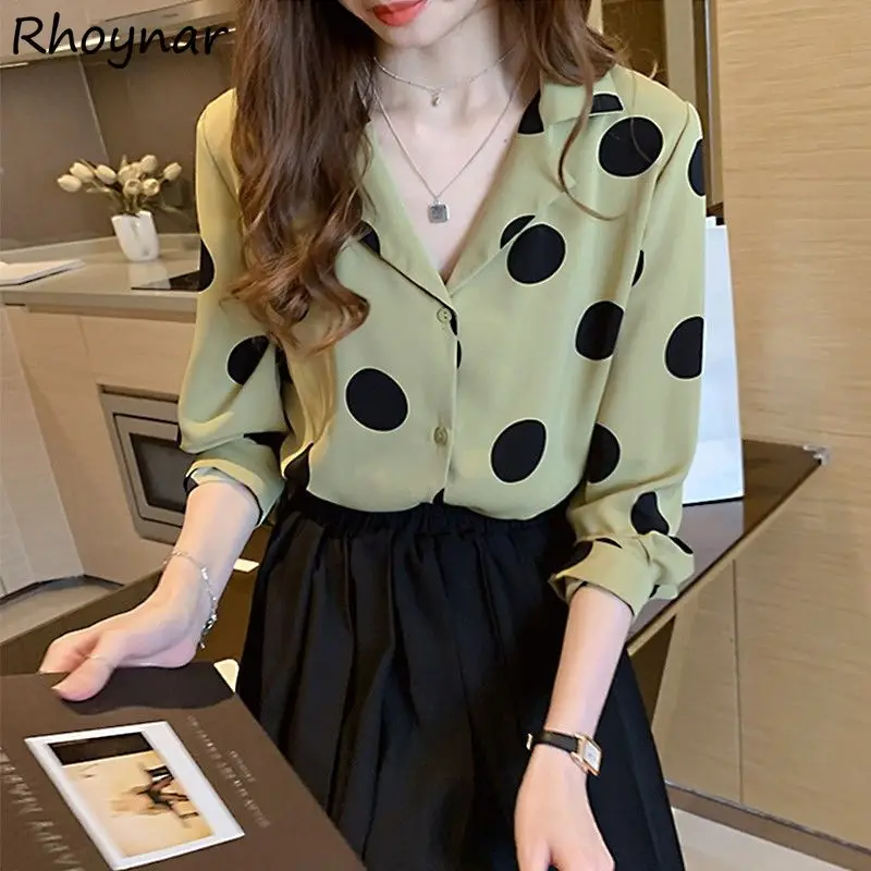 Shirts Women Chiffon Polka Dot Long Sleeve Cozy Ladies Notch Design Tender Tide S-4xl Loose Femme Popular Fashion Ulzzang Casual
Shirts Women Chiffon Polka Dot Long Sleeve Cozy Ladies Notch Design Tender Tide S-4xl Loose Femme Popular Fashion Ulzzang Casual
