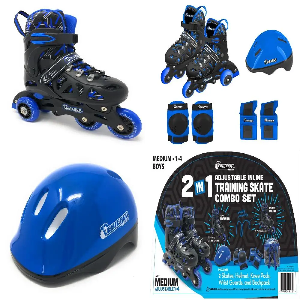 Fun-Ready Blue/White Inline Skate Set with Helmet, Knee Pads, Wrist Guards & Backpack for Kids - Medium (1-4).
Fun-Ready Blue/White Inline Skate Set with Helmet, Knee Pads, Wrist Guards & Backpack for Kids - Medium (1-4).