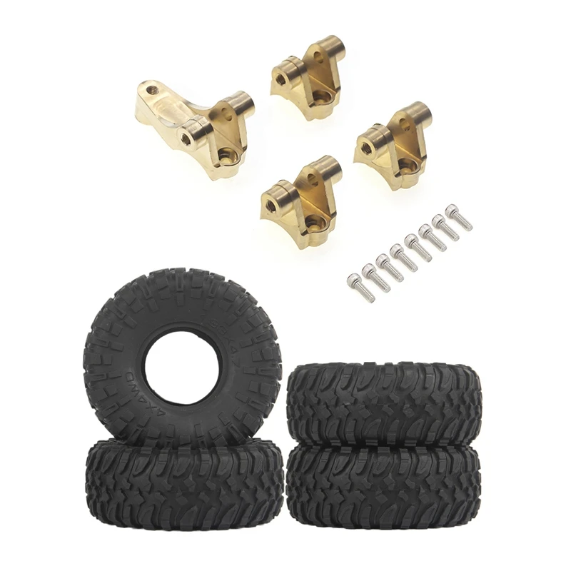

4PCS 120MM 1.9 Rubber Wheel Tires Tyres With Brass Front Rear Axle Lower Shock Mount Suspension Links Stand