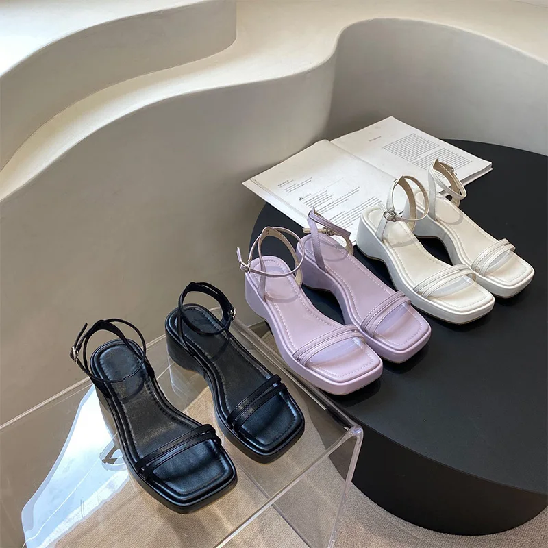 Summer New Ladies Sandals Wedge Thick Square Toe Buckle Strap 2022 Women High Heels Comfortable Platform Concise Female Shoes
Summer New Ladies Sandals Wedge Thick Square Toe Buckle Strap 2022 Women High Heels Comfortable Platform Concise Female Shoes