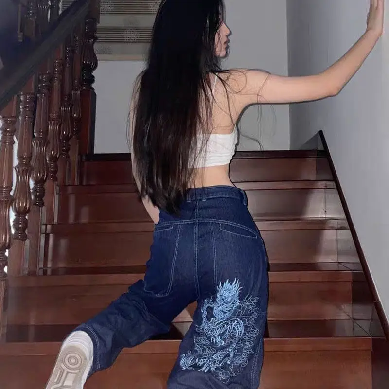 Fashion Dragon Embroidery High Waist Loose Jeans 2022 Streetwear Harajuku Women's Pants Y2k Jeans Clothing Oversized gothic punk
Fashion Dragon Embroidery High Waist Loose Jeans 2022 Streetwear Harajuku Women's Pants Y2k Jeans Clothing Oversized gothic punk
