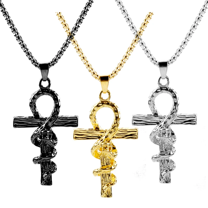 Hip Hop Cross Pendant Necklace for Men Fashion Snake Wrapped Cross Necklaces Women's Punk Long Chain Jewelry Accessories
Hip Hop Cross Pendant Necklace for Men Fashion Snake Wrapped Cross Necklaces Women's Punk Long Chain Jewelry Accessories