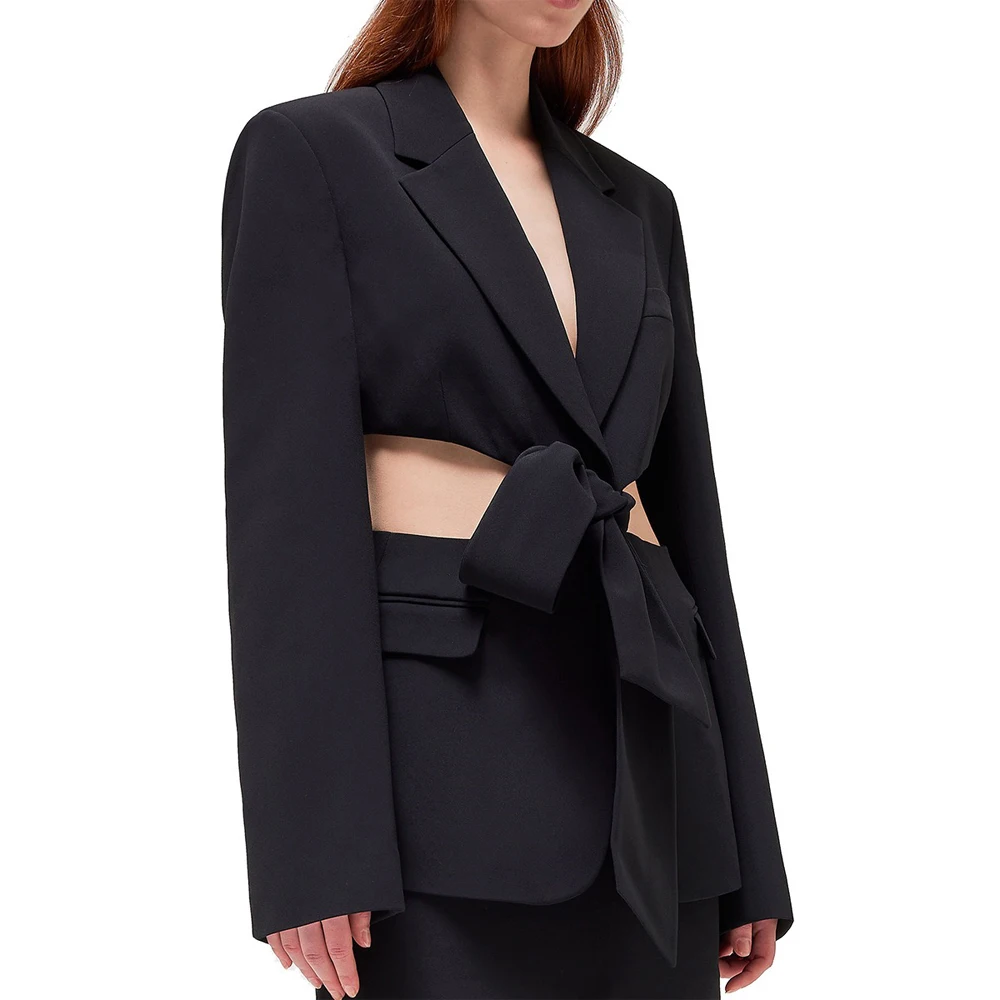 High Quality Luxury Blazer Black For Women Notched Collar Full Sleeve Sashes Elegant Asymmetic Birthday Party Dinner Night Coats
High Quality Luxury Blazer Black For Women Notched Collar Full Sleeve Sashes Elegant Asymmetic Birthday Party Dinner Night Coats