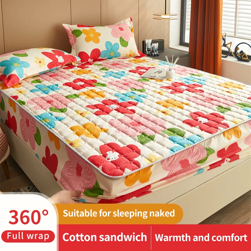 Thickened Bed Fitted Sheet,Quilted Cotton Filling In The Middle,Botanical and Landscape Print Style,20 Sizes
Thickened Bed Fitted Sheet,Quilted Cotton Filling In The Middle,Botanical and Landscape Print Style,20 Sizes