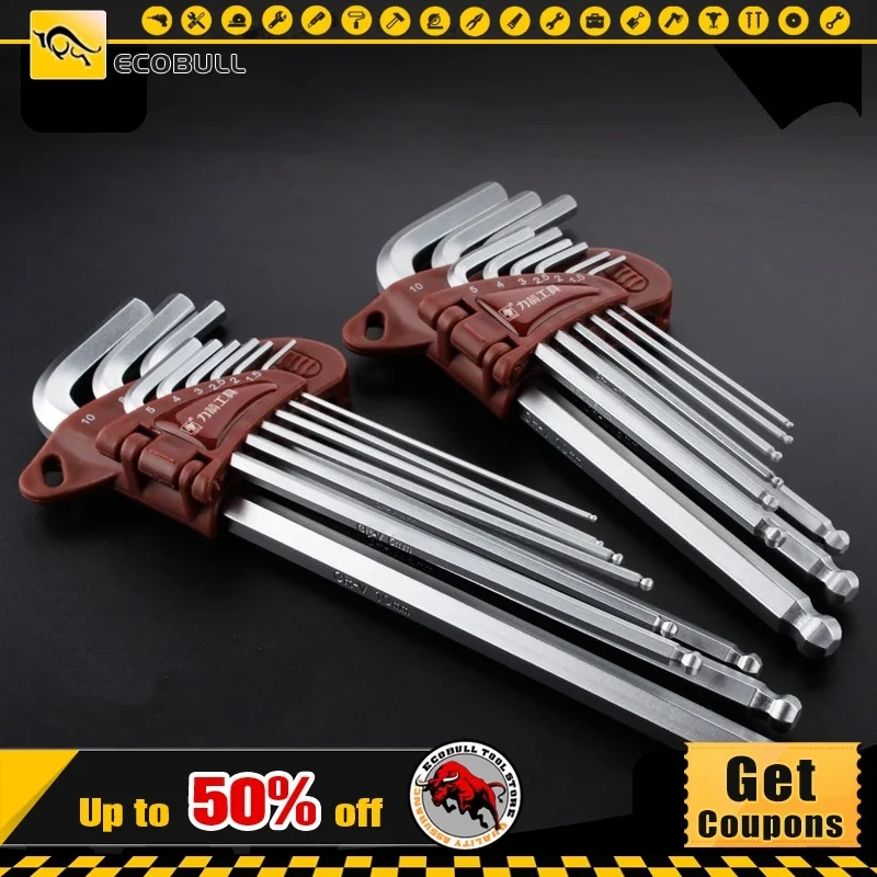 LIJIAN 9pcs 1.5mm - 10mm Hexagon Allen Key Wrench Tools set imbus Matte Chrome Ball End Spanner set Screwdriver Set Tool Kit
LIJIAN 9pcs 1.5mm - 10mm Hexagon Allen Key Wrench Tools set imbus Matte Chrome Ball End Spanner set Screwdriver Set Tool Kit