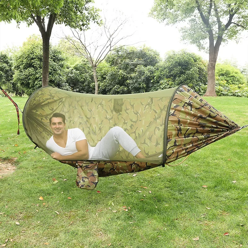 2023 Camping Hammock with Mosquito Net High Strength 2 Person Portable Outdoor Parachute Fabric Hanging Bed Hunting Sleeping Swi
2023 Camping Hammock with Mosquito Net High Strength 2 Person Portable Outdoor Parachute Fabric Hanging Bed Hunting Sleeping Swi