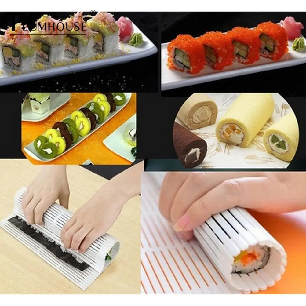 DIY Silicone Sushi Roller Mats Rice Roller Shutters Reusable Sushi Roll Mold Mat Food Rolling Maker Cake Roll Pad Household Kits
DIY Silicone Sushi Roller Mats Rice Roller Shutters Reusable Sushi Roll Mold Mat Food Rolling Maker Cake Roll Pad Household Kits