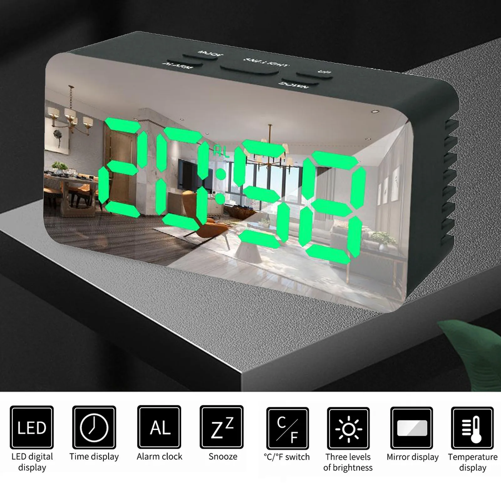 Digital Alarm Clock LED Mirror Electronic Clocks Multifunction Large LCD Display Digital Table Clock with Temperature Calendar
Digital Alarm Clock LED Mirror Electronic Clocks Multifunction Large LCD Display Digital Table Clock with Temperature Calendar