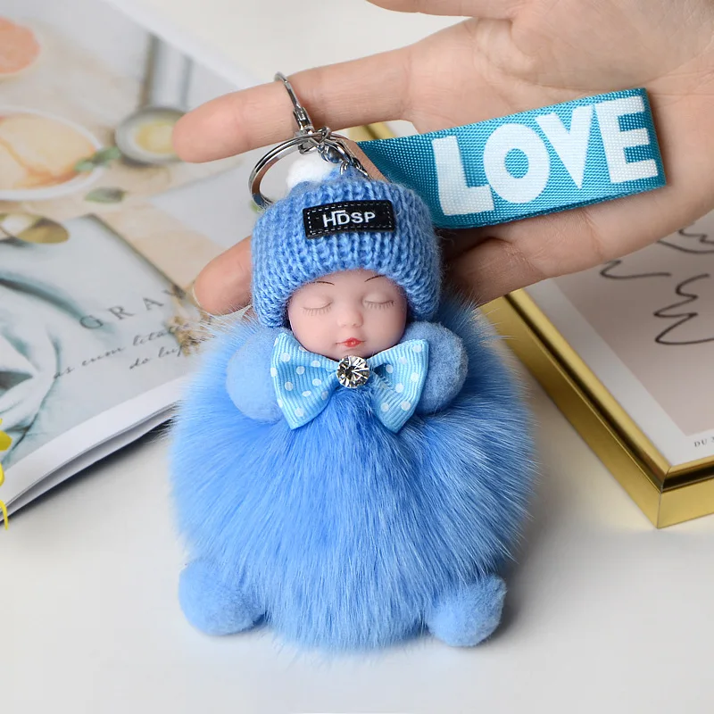 2023 New Fur Pompom Sleeping Baby Keychain Cute Furry Plush Doll Women Girl Bag Key Ring Car Key Ring Gift Charming Decoration
2023 New Fur Pompom Sleeping Baby Keychain Cute Furry Plush Doll Women Girl Bag Key Ring Car Key Ring Gift Charming Decoration
