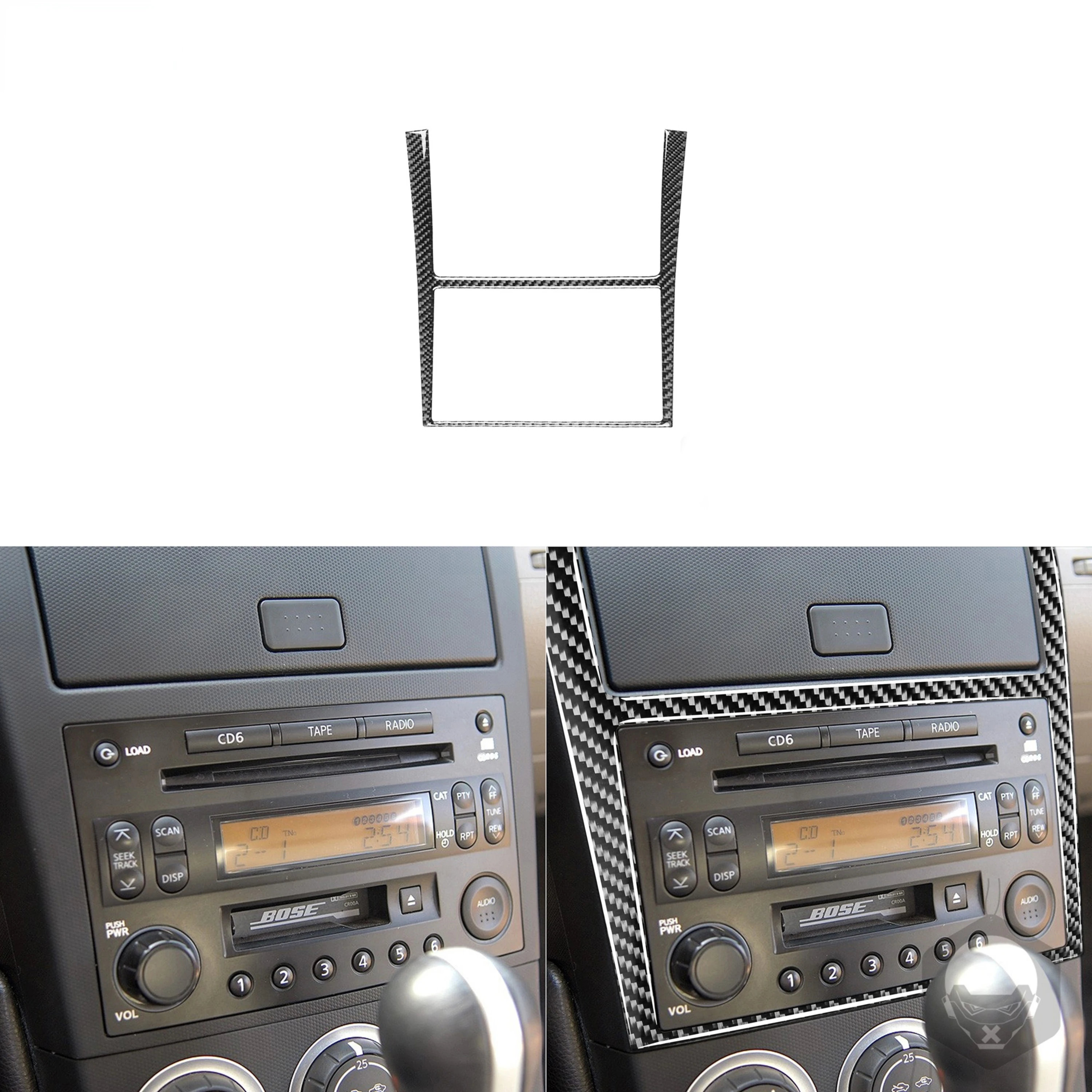 Наклейка из углеродного волокна для Nissan 350Z Z33 2003-2009, панель воздуховода, CD, рамка, объемный интерьер, автомобильные аксессуары 
Наклейка из углеродного волокна для Nissan 350Z Z33 2003-2009, панель воздуховода, CD, рамка, объемный интерьер, автомобильные аксессуары
