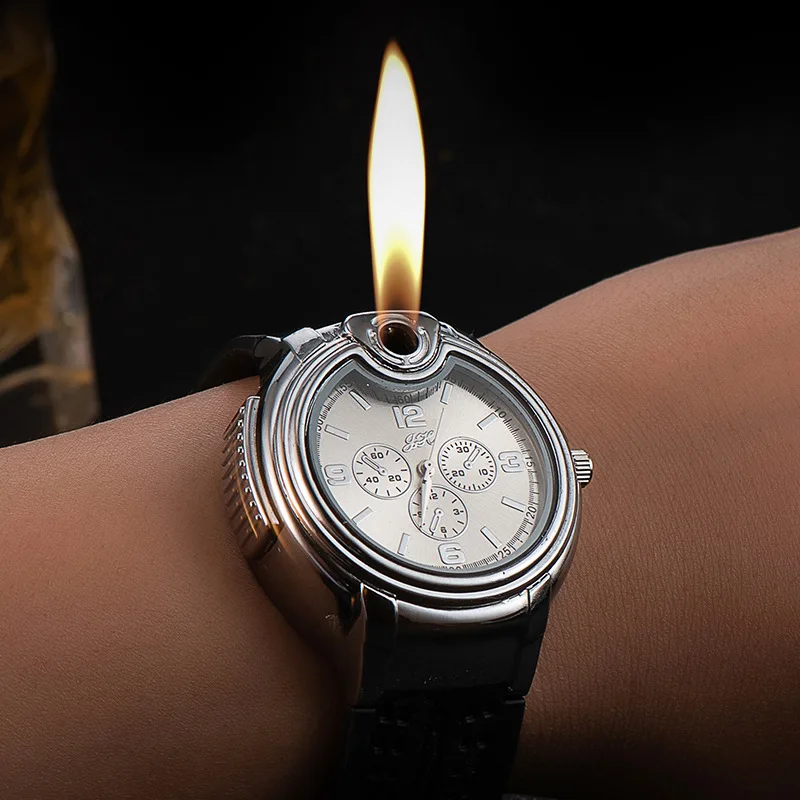 Metal Watch Style Open Flame Lighter Creative Men's Sports Open Flame Gas Watch Lighter Inflatable Adjustable Lighter Encendedor
Metal Watch Style Open Flame Lighter Creative Men's Sports Open Flame Gas Watch Lighter Inflatable Adjustable Lighter Encendedor