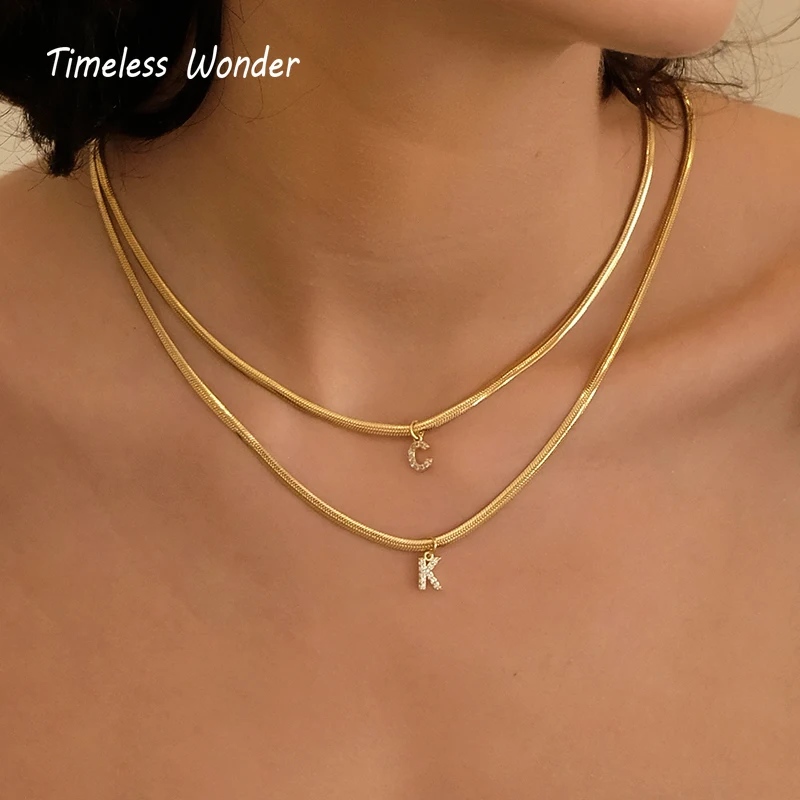 Timeless Wonder Titanium Zirconia Initial Charms Choker Necklace for Women Jewelry Goth Kpop Emo Ins Letter Snake Chain 3026
Timeless Wonder Titanium Zirconia Initial Charms Choker Necklace for Women Jewelry Goth Kpop Emo Ins Letter Snake Chain 3026