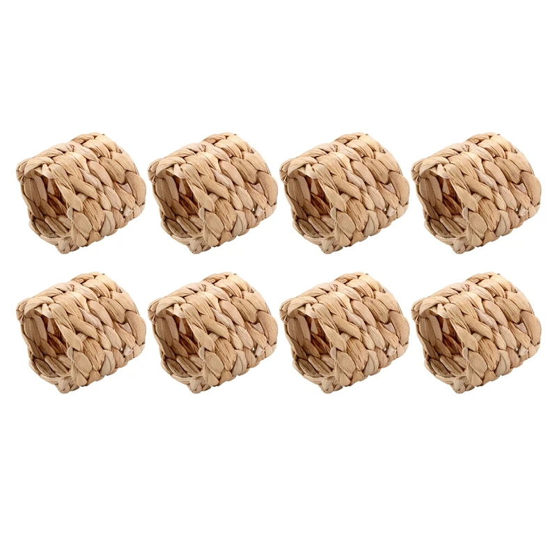 

Practical 8Pcs Country Style Water Woven Napkin Ring, Hand-Woven Straw Napkin Ring, Farmhouse Natural Napkin Buckle