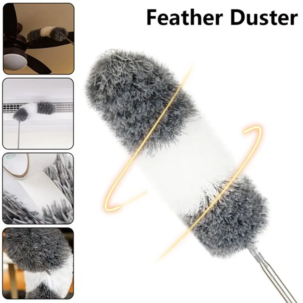 

2.5m Feather Duster Household Cleaning Roof Ceiling Spider Web Ash Artifact Dust Gray-white Gray Telescopic Dusters