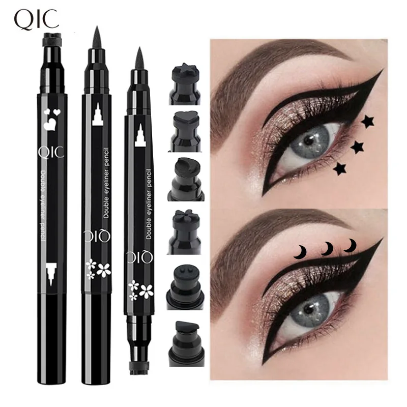 

QIC Black Seal Eyeliner Pen Star + Moon Stamp Long-Lasting Eye Liner Pencil Eyes Makeup Cosmetics Waterproof Eyeliner Smiley